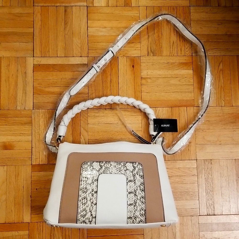 Alfani off white shoulder and cross body bag